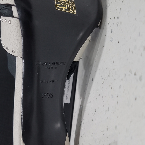 Saint Laurent Black and White Studded Heels - Picture 6 of 7